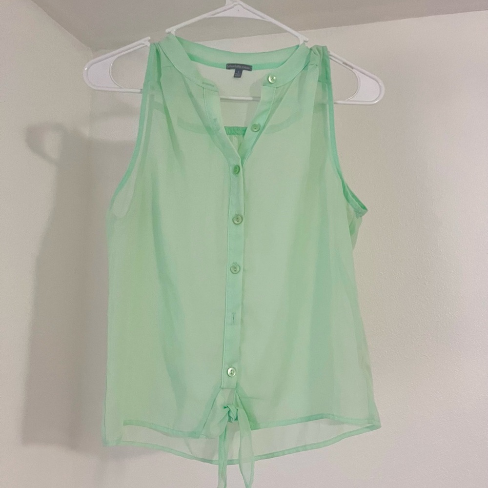 Sheer Green Sleeveless Top